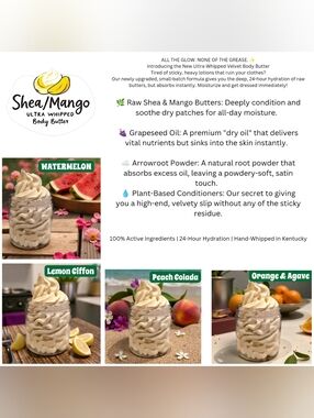 BUY NOW- SHEA/MANGO 4oz Ultra-Whipped Body Butter